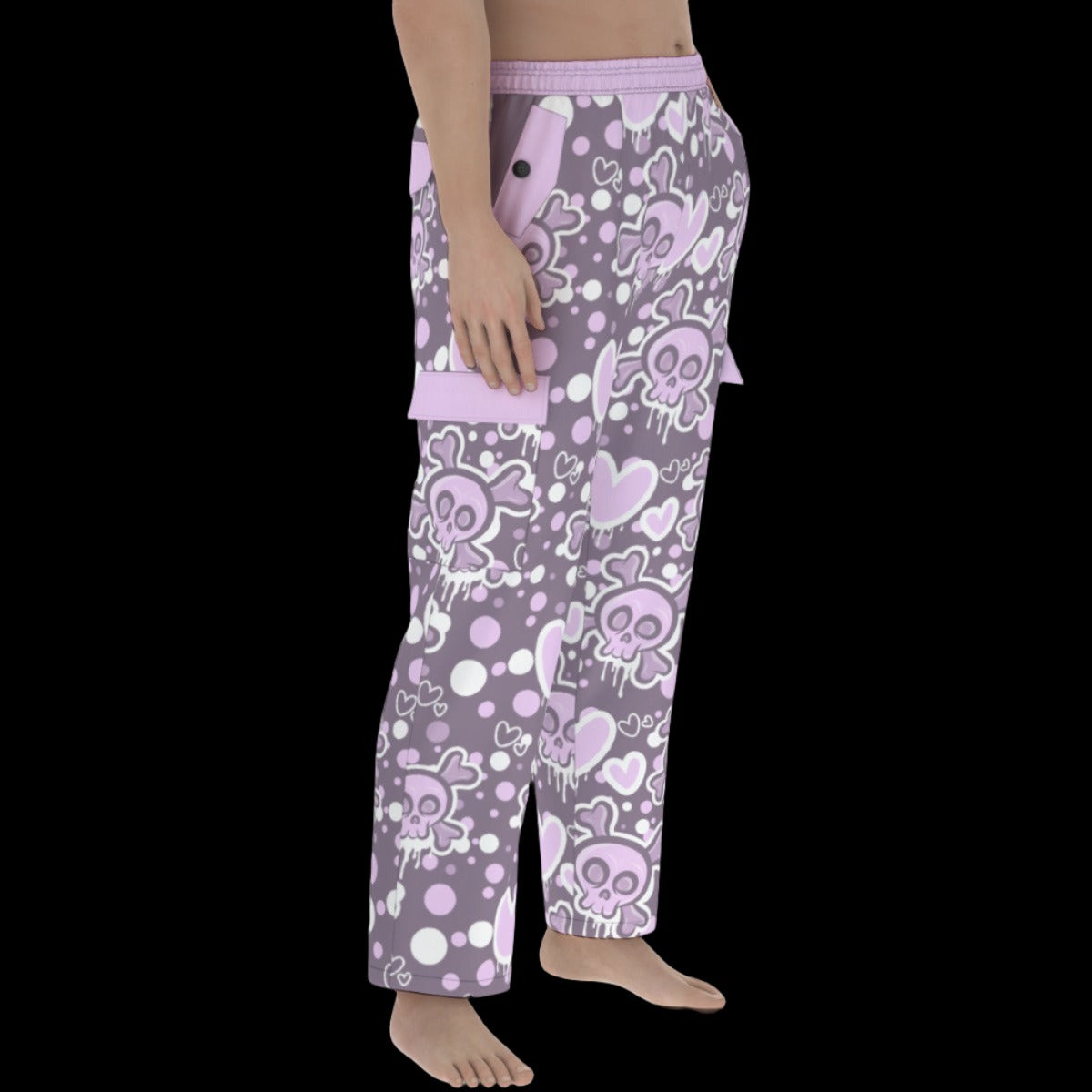 Kawaii Purple Pastel Goth Cargo Pants - S