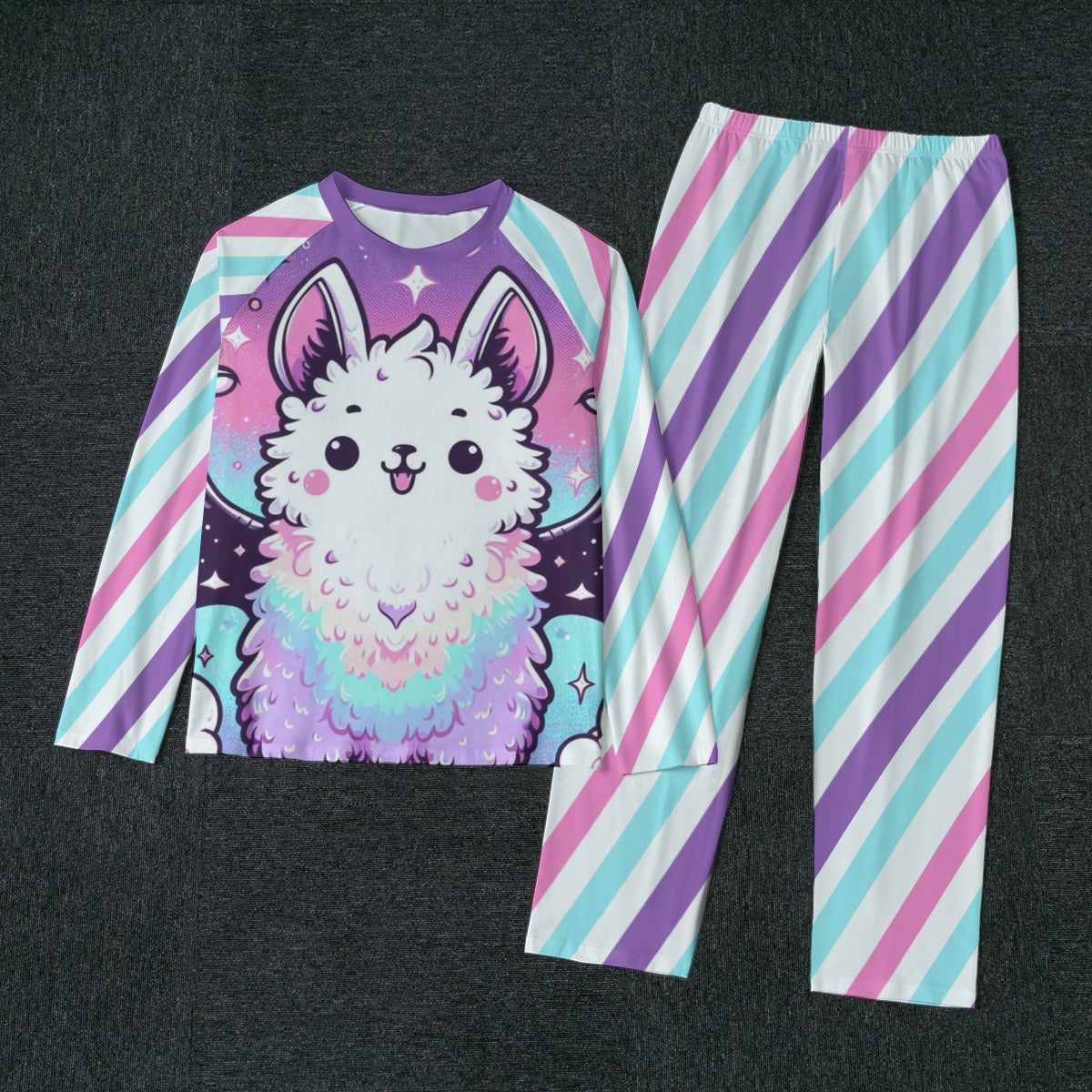 Kawaii Llama Pajamas - Stripes