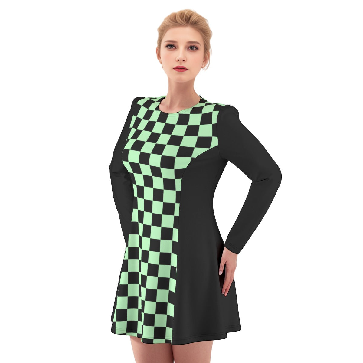 Pastel Checkered Dress - Green