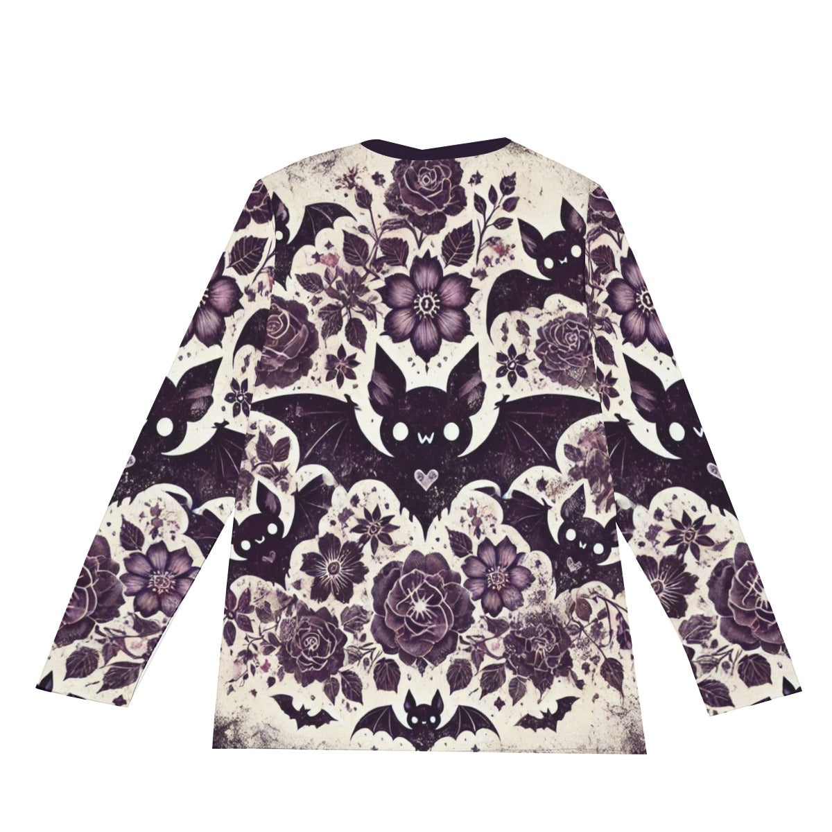 Goth Bat Print Long Sleeve T-Shirt