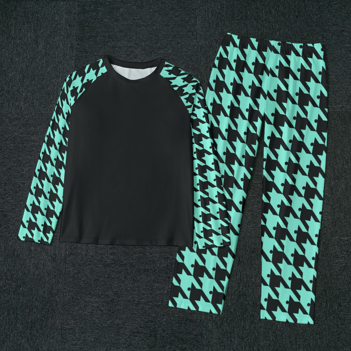 Houndstooth Pajamas - Teal Blue