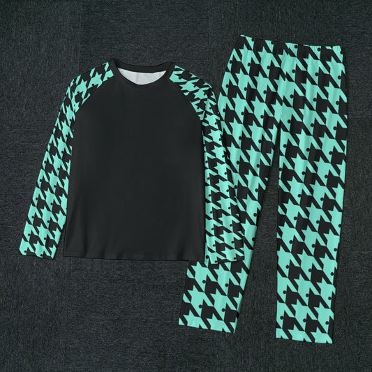 Houndstooth Pajamas - Teal Blue