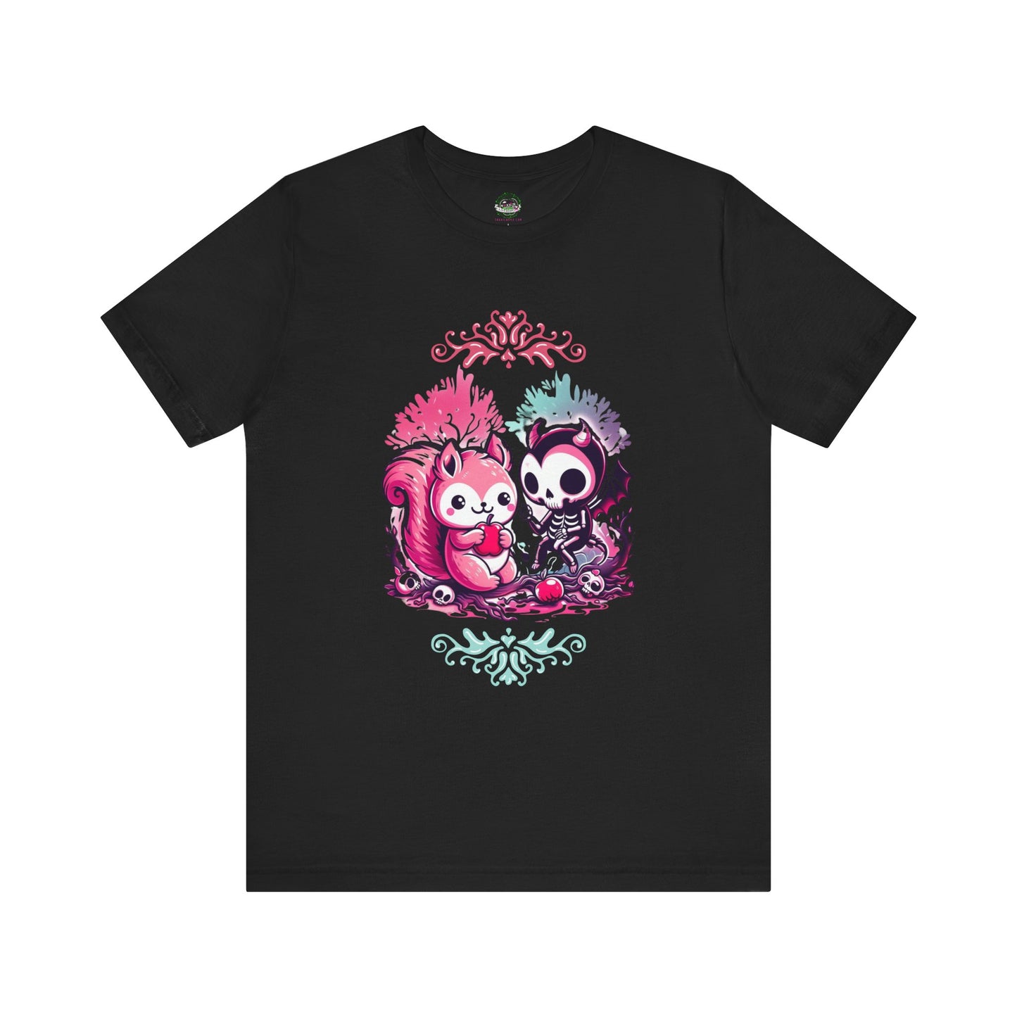 Cute Goth Fairytale Skeleton Critter Tee - Black / XS - T-Shirt