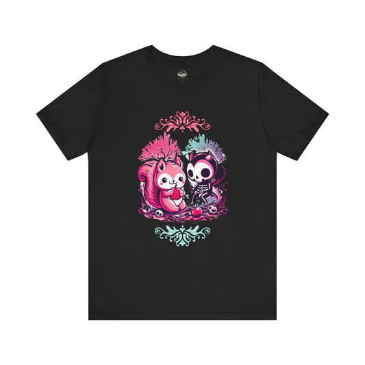 Cute Goth Fairytale Skeleton Critter Tee - Black / XS - T-Shirt