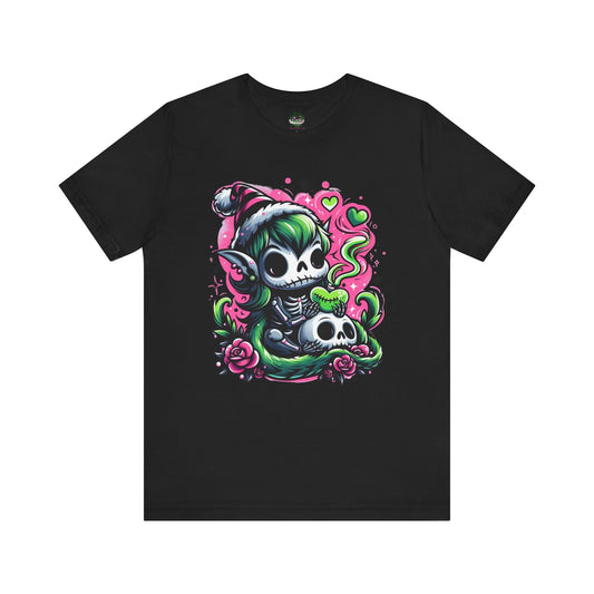 Neon Punk Gremlin Tee with Stitched Heart Design - Black / XS - T-Shirt