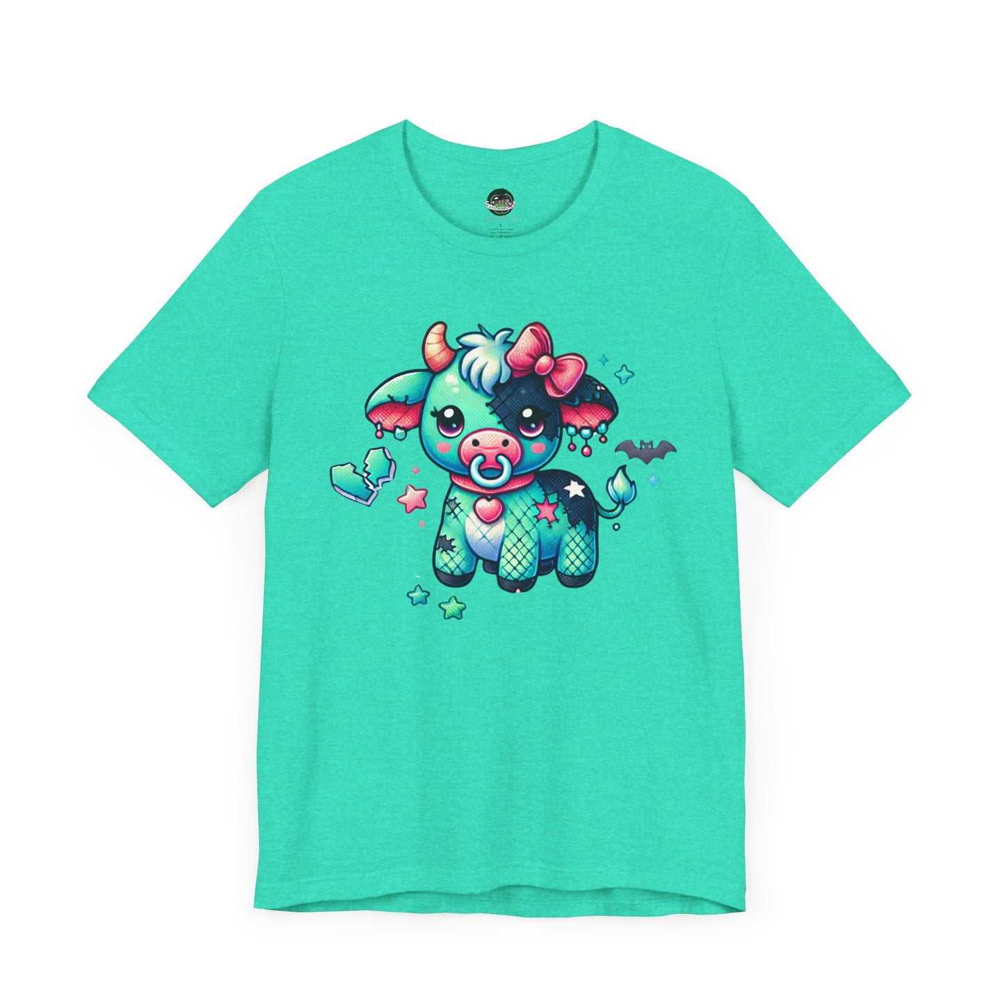 Kawaii Goth T-Shirt - Teal / Pink Cow Pacifier