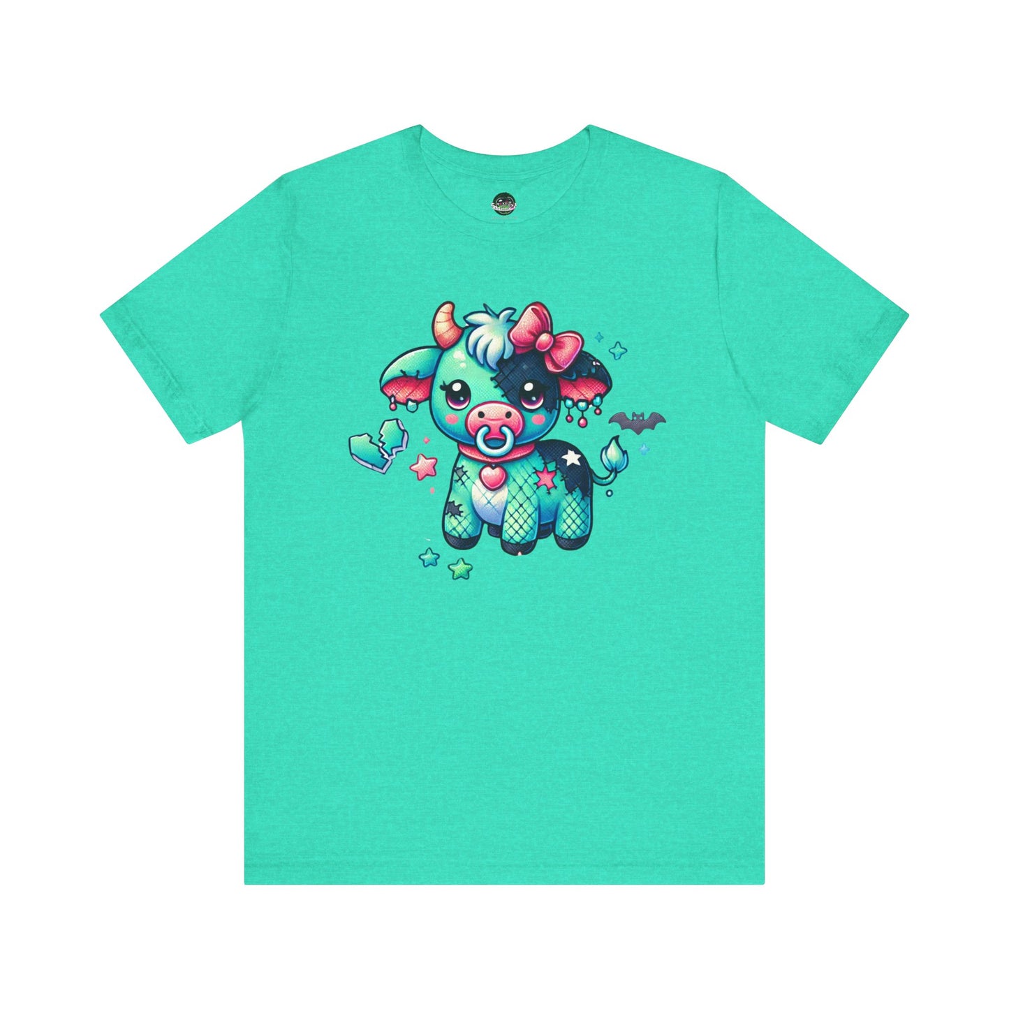 Kawaii Goth T-Shirt - Teal / Pink Cow Pacifier
