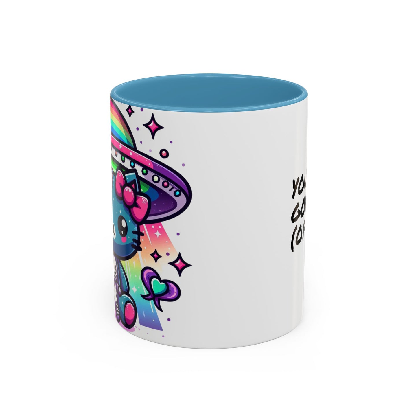 Kawaii Gift Mug - Vibrant Neon UFO Kitty - Personalized