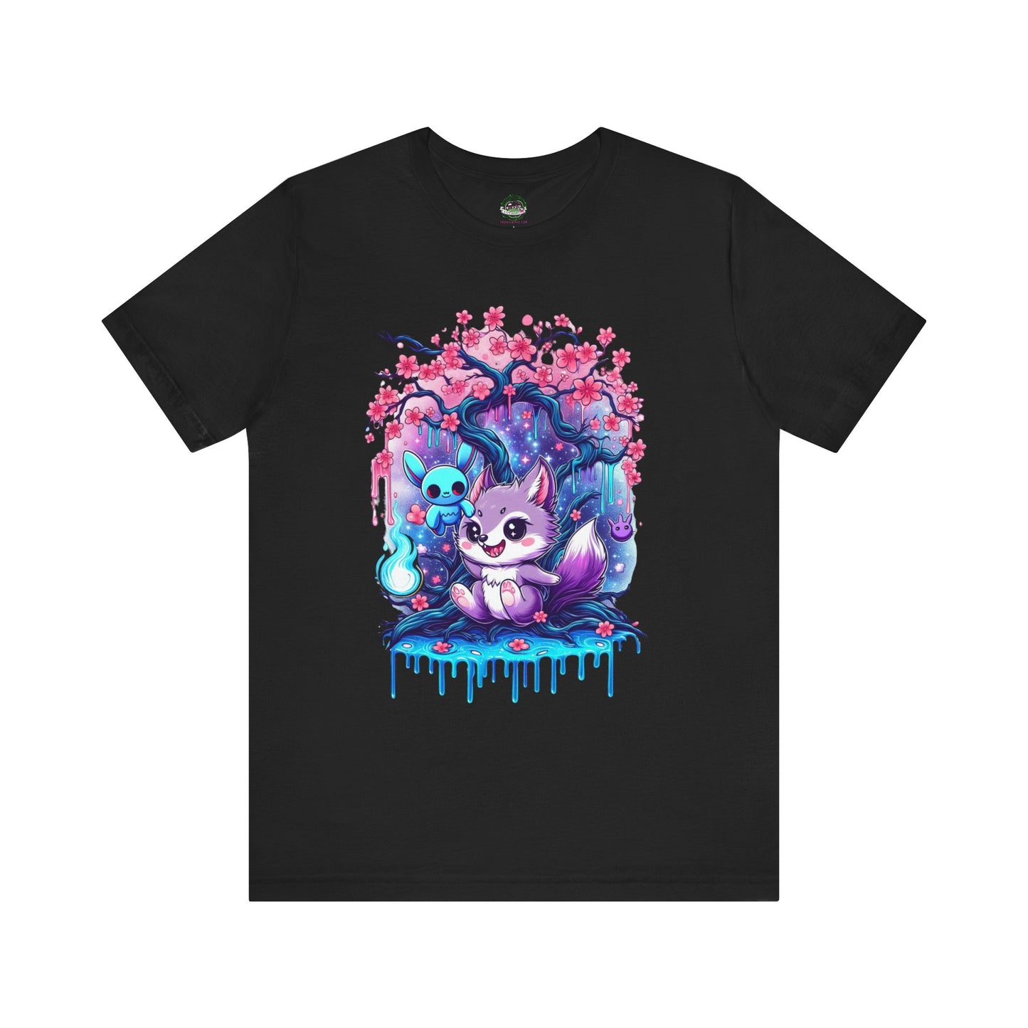Cherry Blossom Goth Wolf Toxxic Apple Tee - Black / XS - T-Shirt