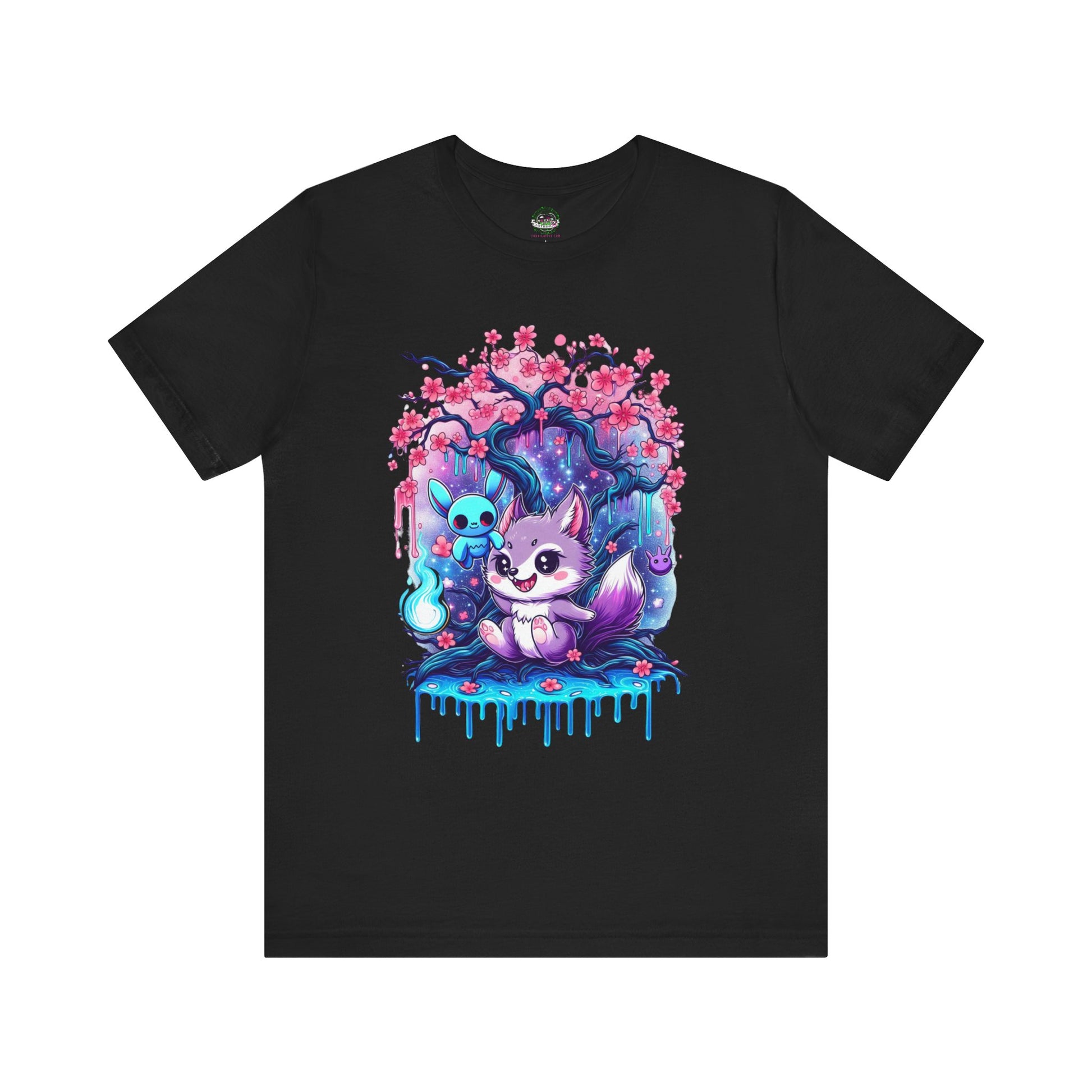 Cherry Blossom Goth Wolf Toxxic Apple Tee - Black / XS - T-Shirt
