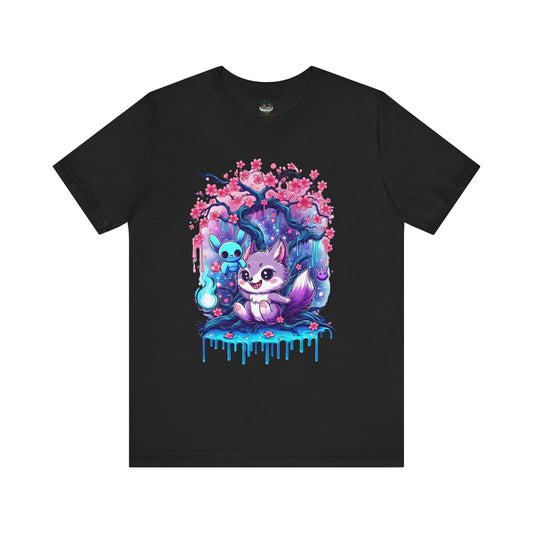 Cherry Blossom Goth Wolf Toxxic Apple Tee - Black / XS - T-Shirt