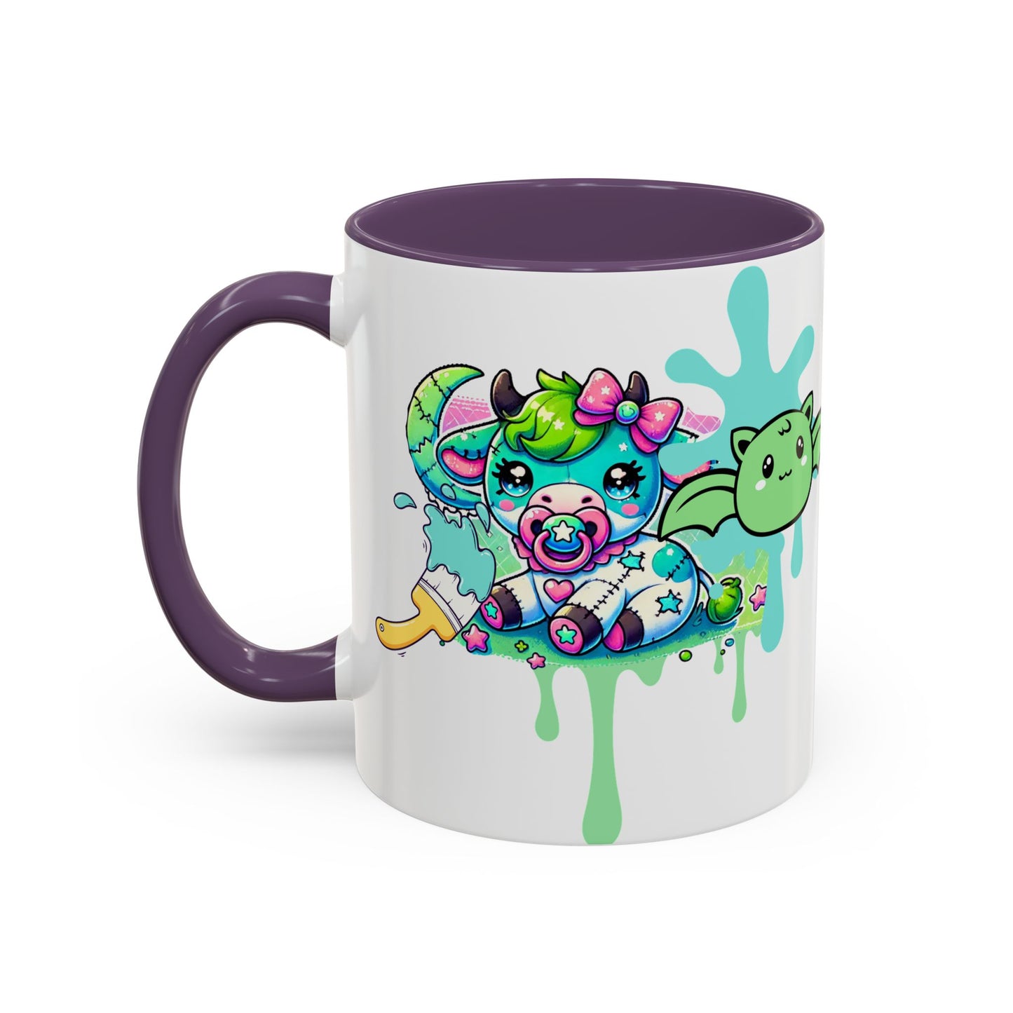 Kawaii Pastel Goth DDLG Gift Mug - Cow & Bat Paintbrush - Personalized