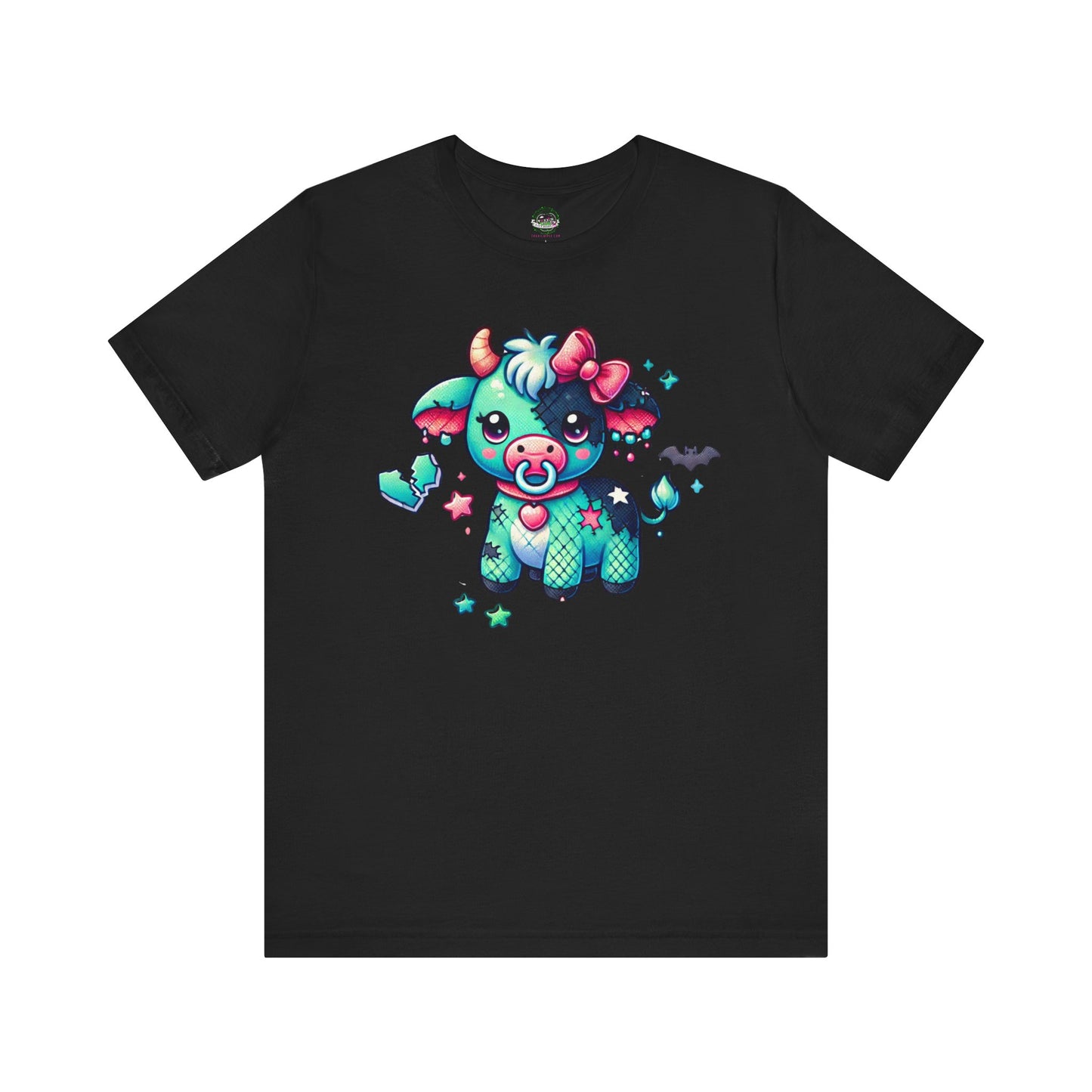 Kawaii Goth T-Shirt - Teal / Pink Cow Pacifier