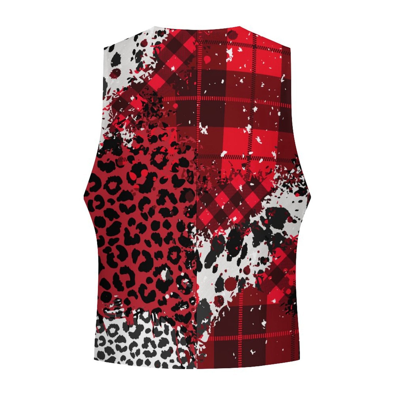 Leopard Red Plaid Suit Vest Unisex