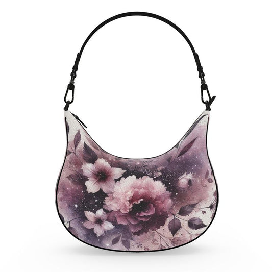 Faded Floral Elegant Curve Hobo Handbag