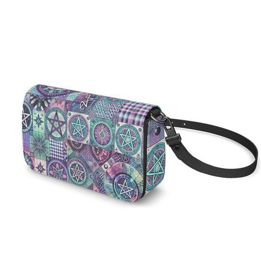 Wiccan Moon Patchwork Flap Over Bag - Purse