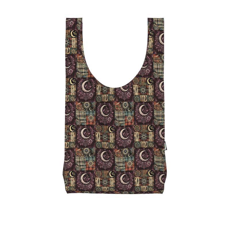 Wiccan Moon Patchwork Shopping Bag