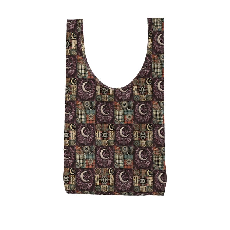 Wiccan Moon Patchwork Shopping Bag