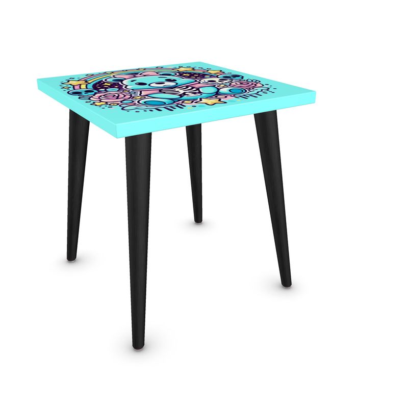 Pastel Goth Side Table Blue Teddy Bear