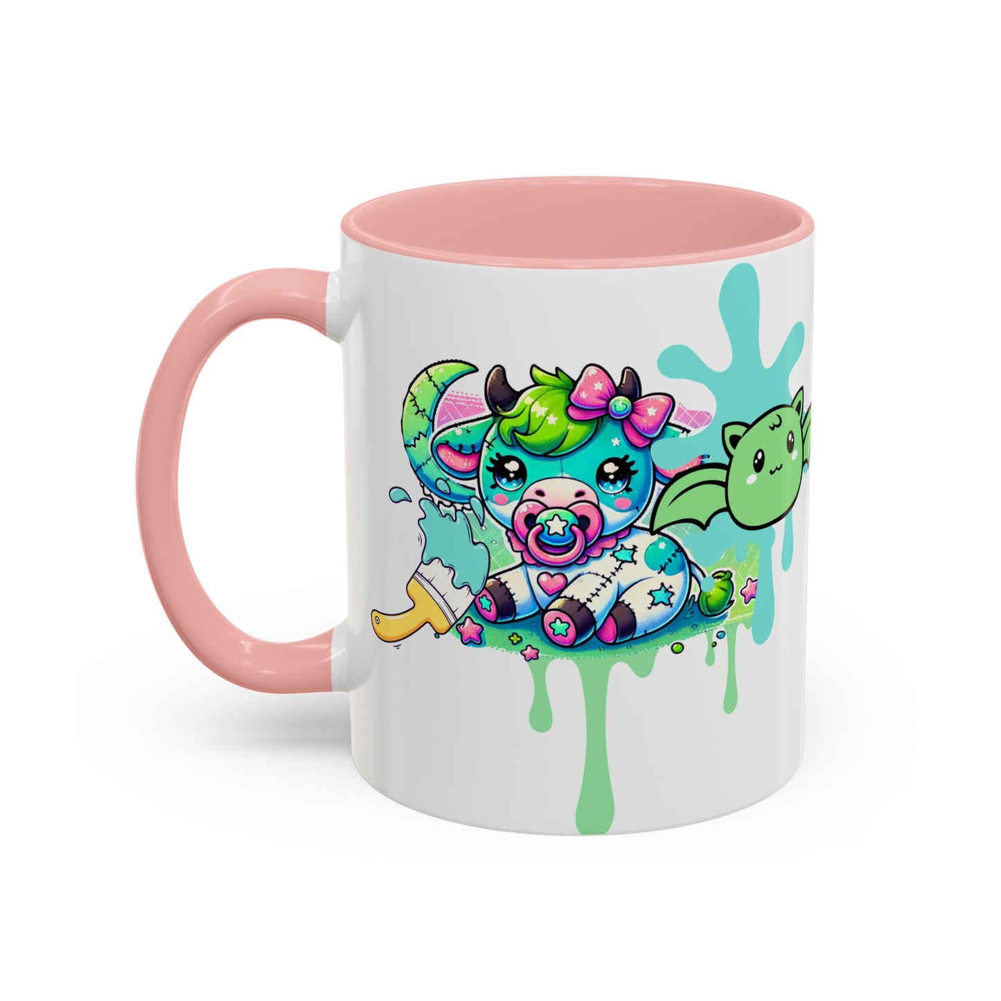 Kawaii Pastel Goth DDLG Gift Mug - Cow & Bat Paintbrush - Personalized