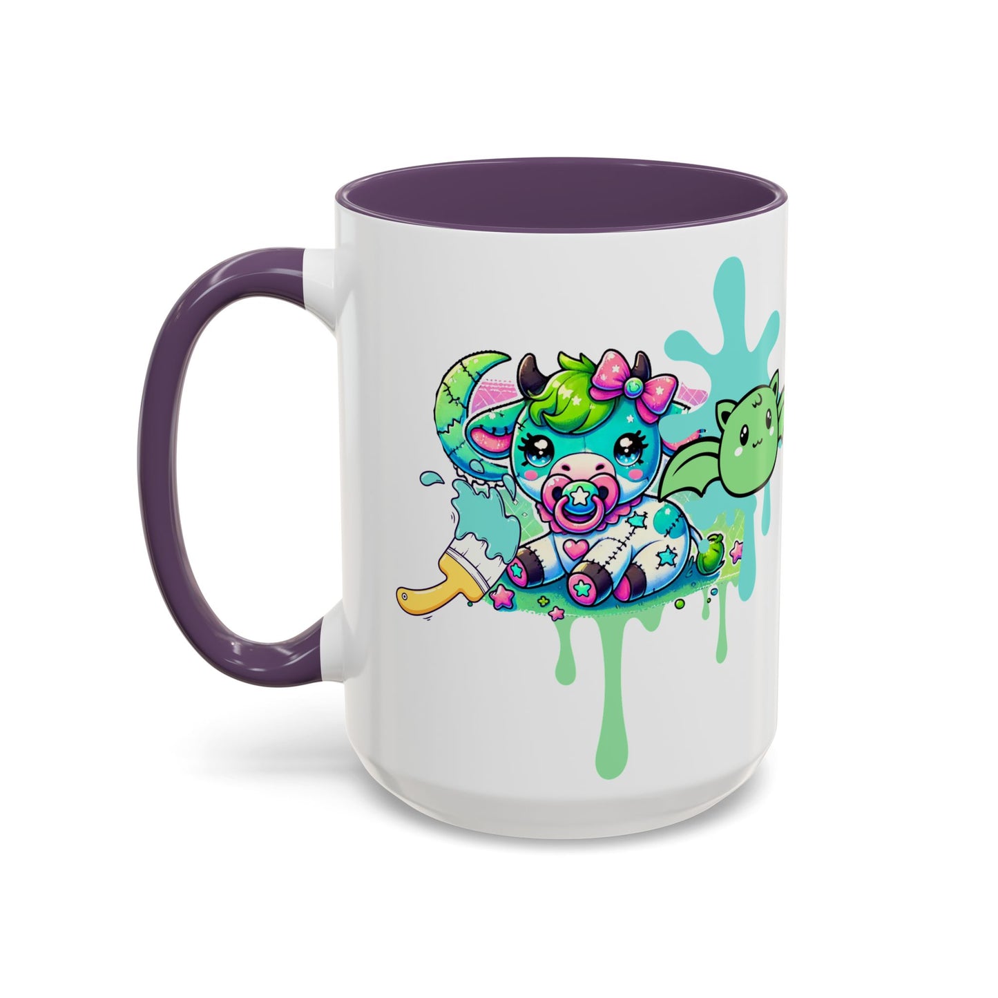 Kawaii Pastel Goth DDLG Gift Mug - Cow & Bat Paintbrush - Personalized