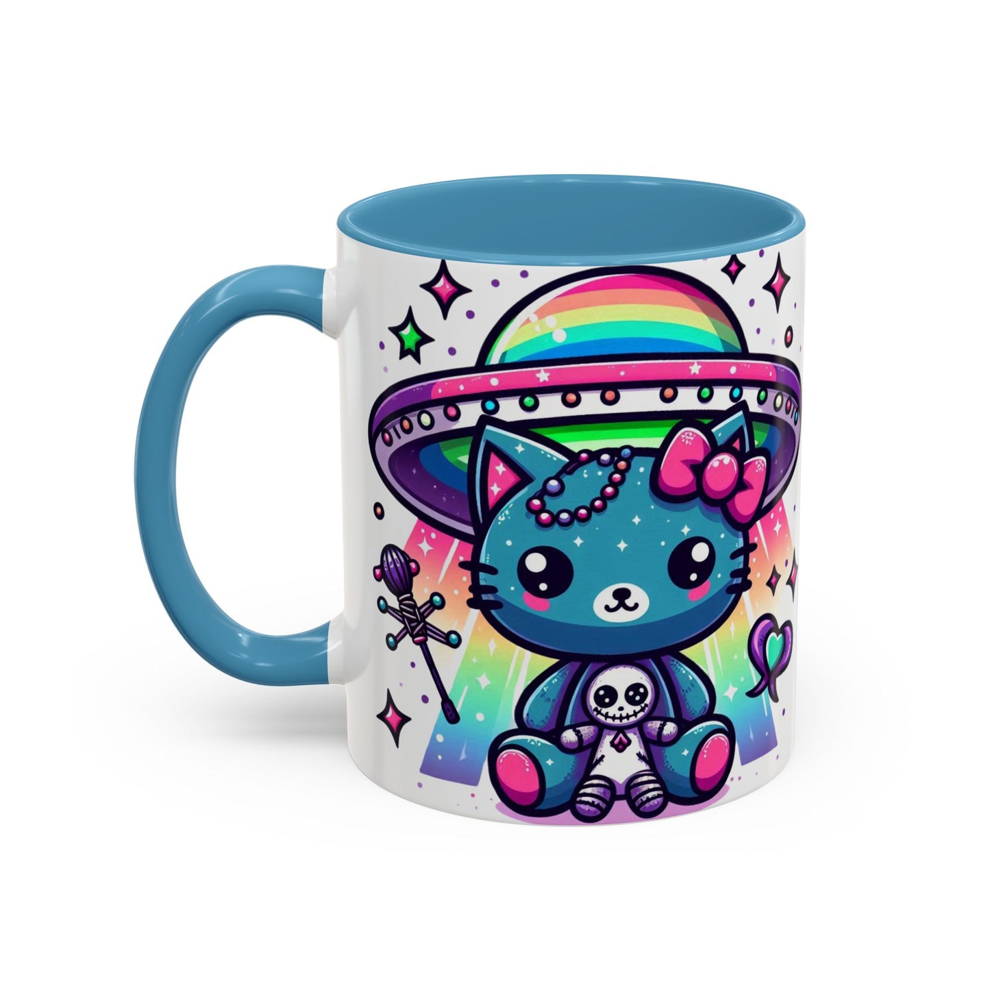 Kawaii Gift Mug - Vibrant Neon UFO Kitty - Personalized