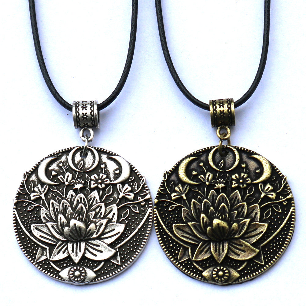 Mandala Flower Necklace Ancient Style Pendant