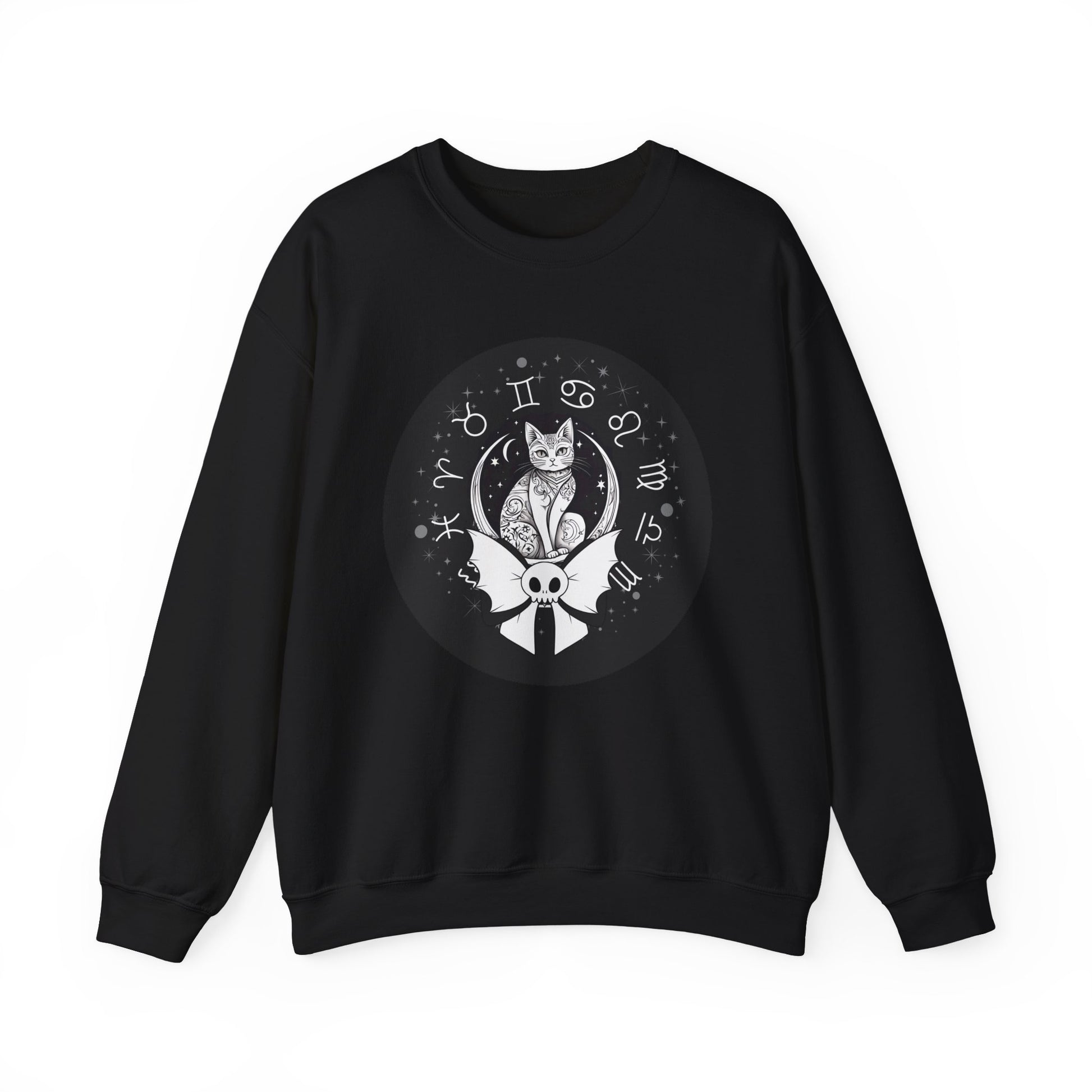 Kawaii Goth Zodiac Cat Unisex Heavy Blend™ Crewneck Sweatshirt - Sweatshirt