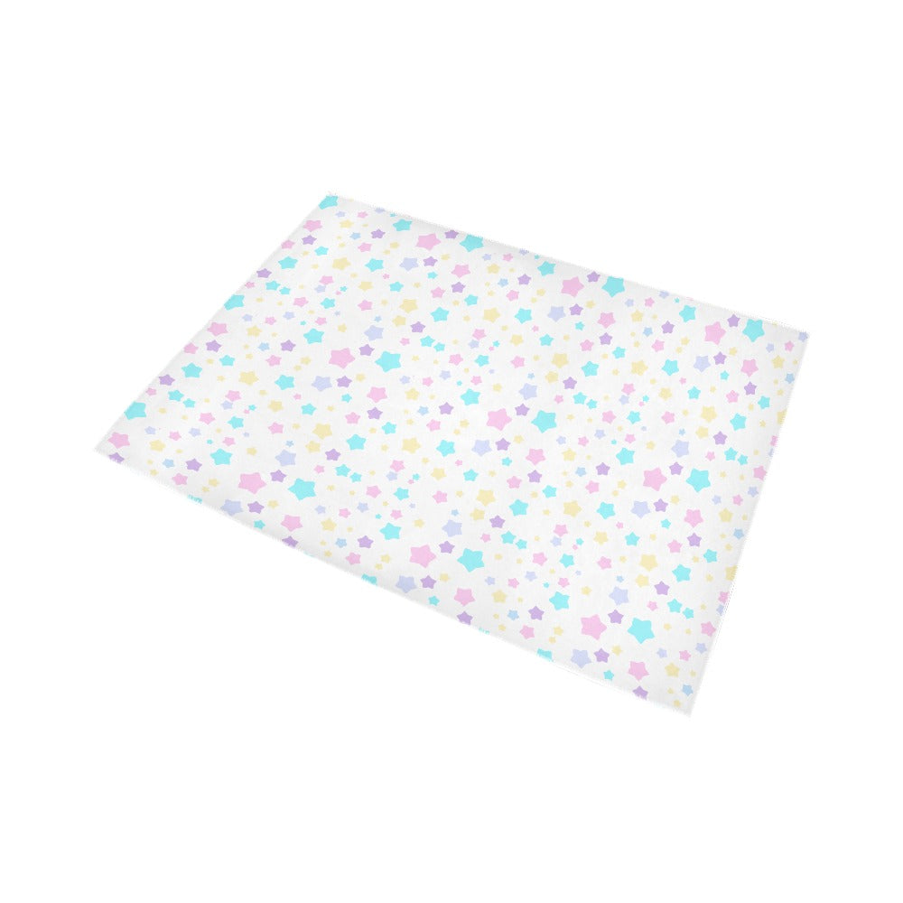 Pastel Rainbow Stars Area Rug 7’ x 5’ - White / ONESIZE