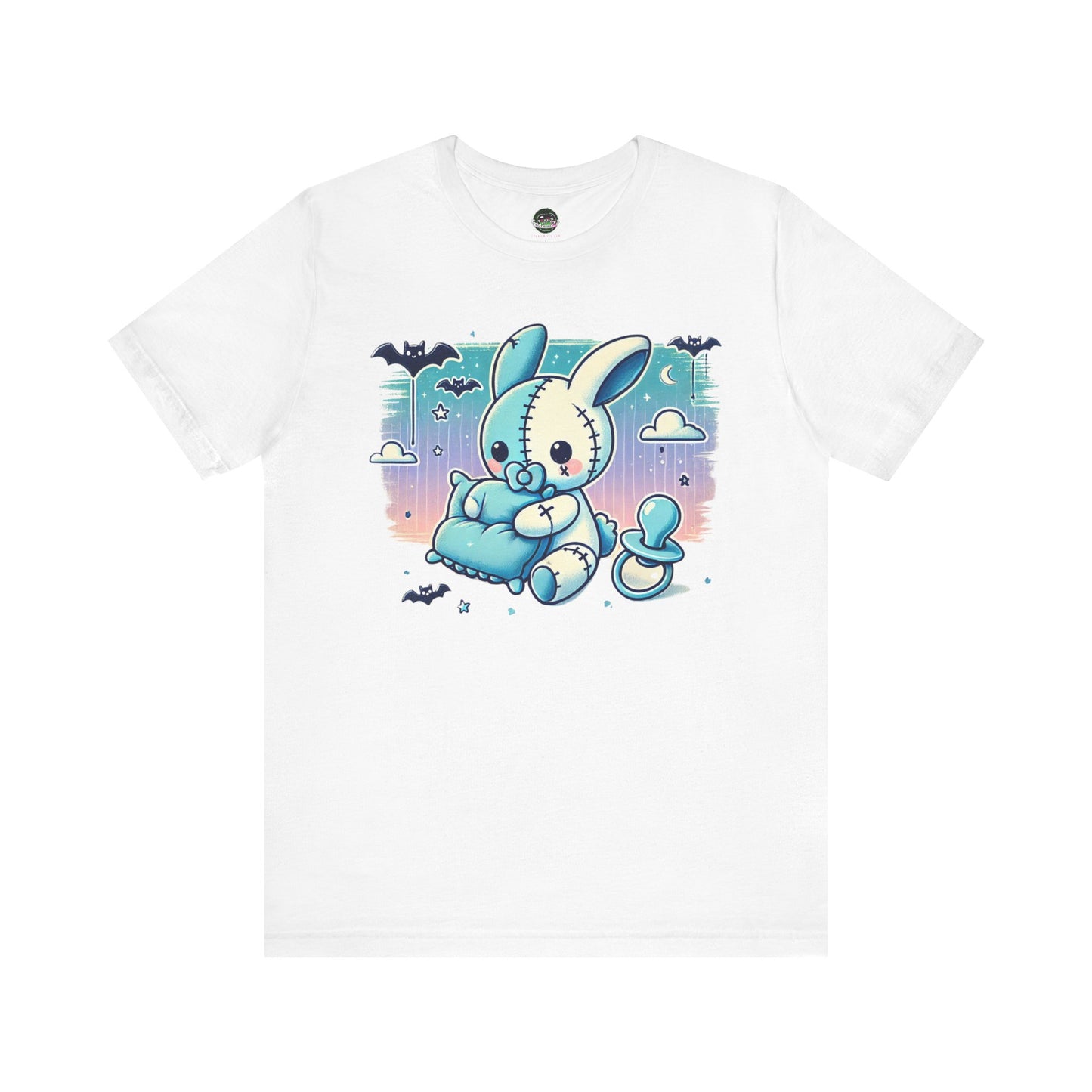 Kawaii Pastel Goth Shirt - Blue / White Bunny Pacifier