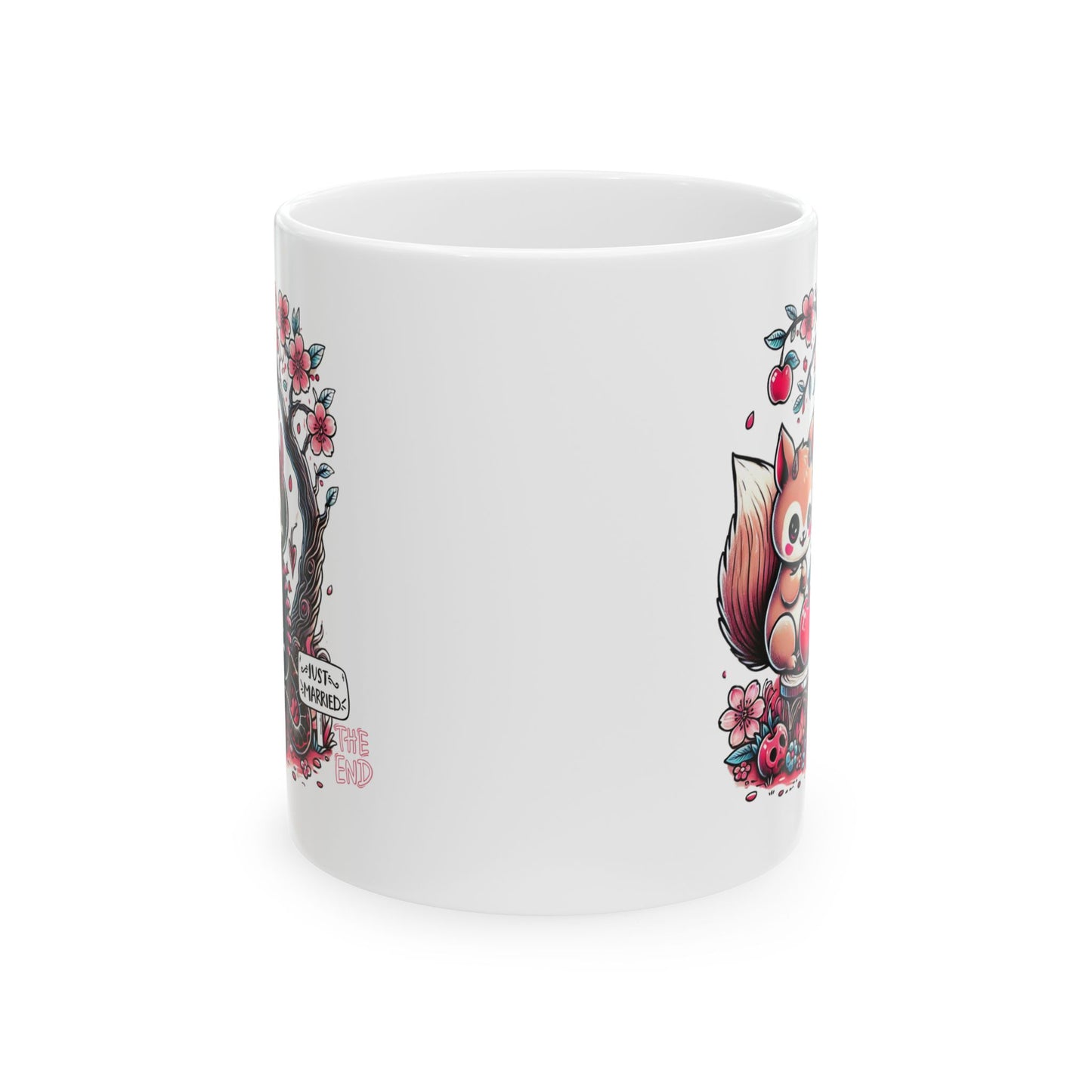 Kawaii Skeleton Animal Just Married Goth Ceramic Mug, (11oz, 15oz)