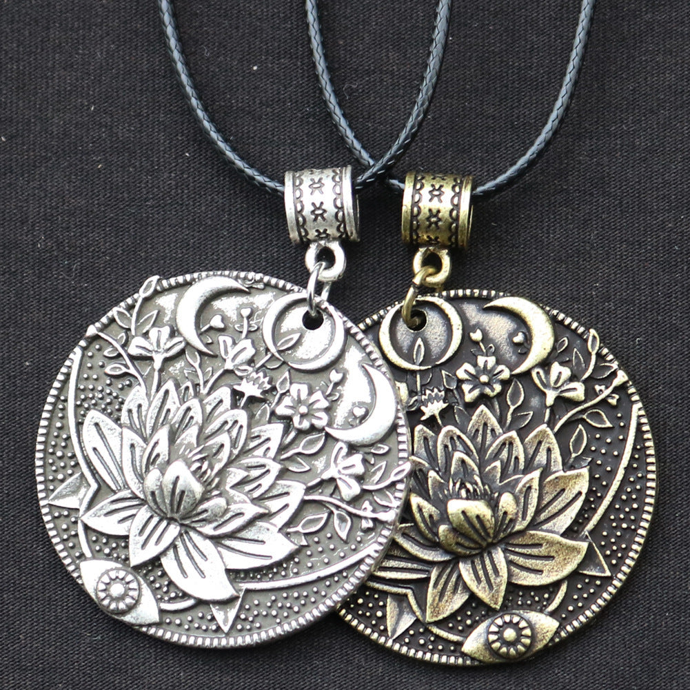 Mandala Flower Necklace Ancient Style Pendant