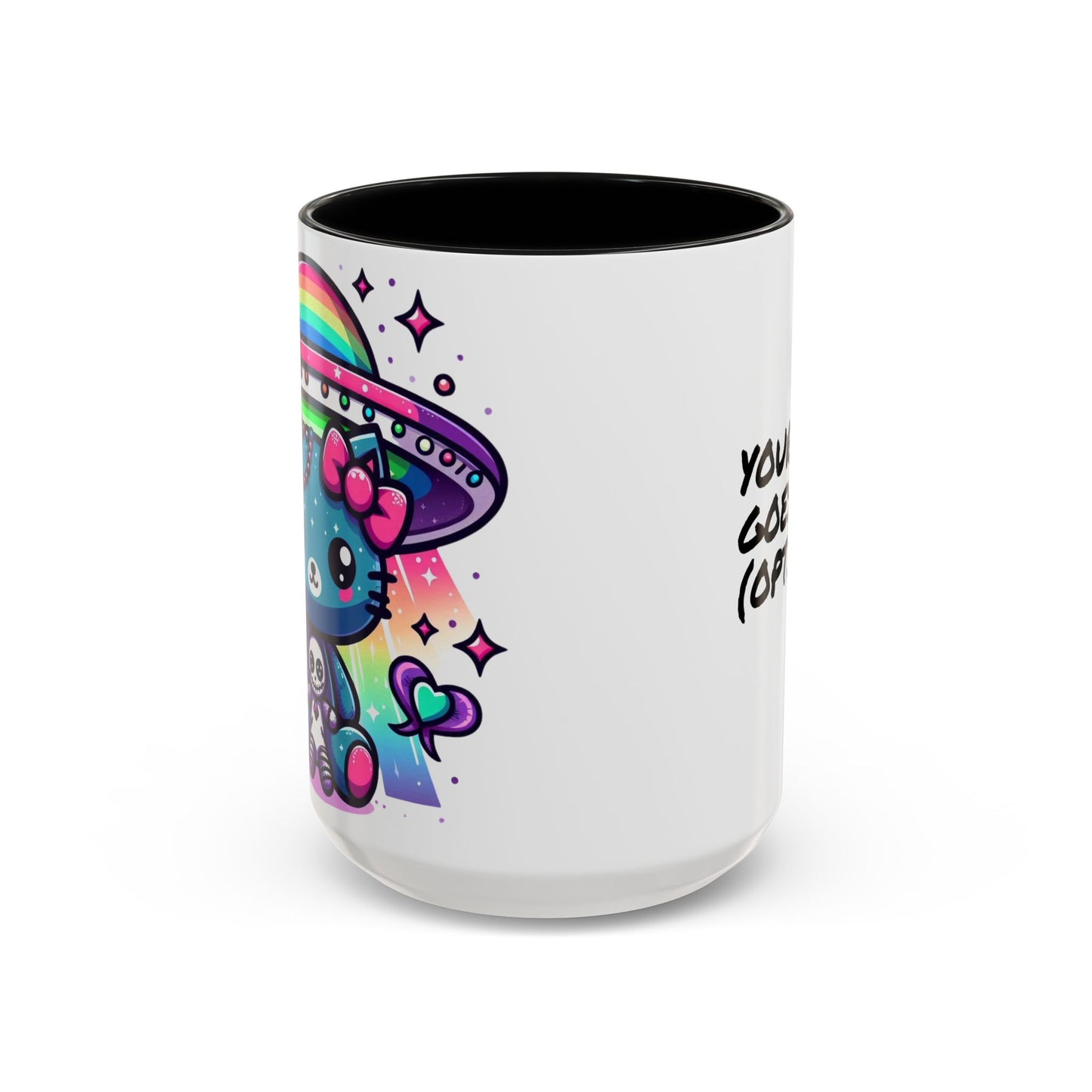 Kawaii Gift Mug - Vibrant Neon UFO Kitty - Personalized