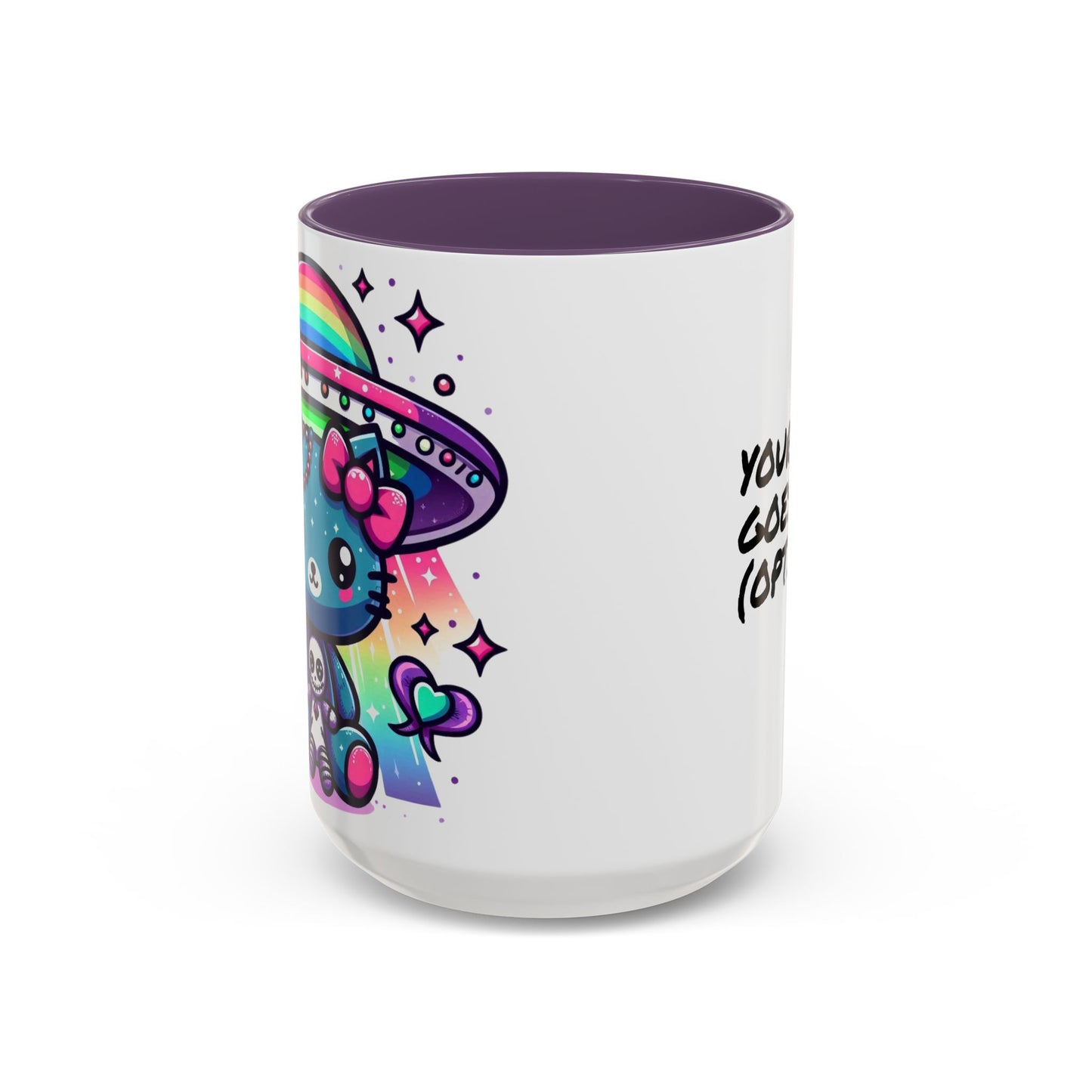 Kawaii Gift Mug - Vibrant Neon UFO Kitty - Personalized