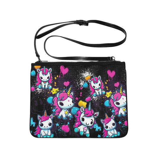 NEON UNICORN CLUTCH Slim Clutch Bag (Model 1668) - One Size - handbags