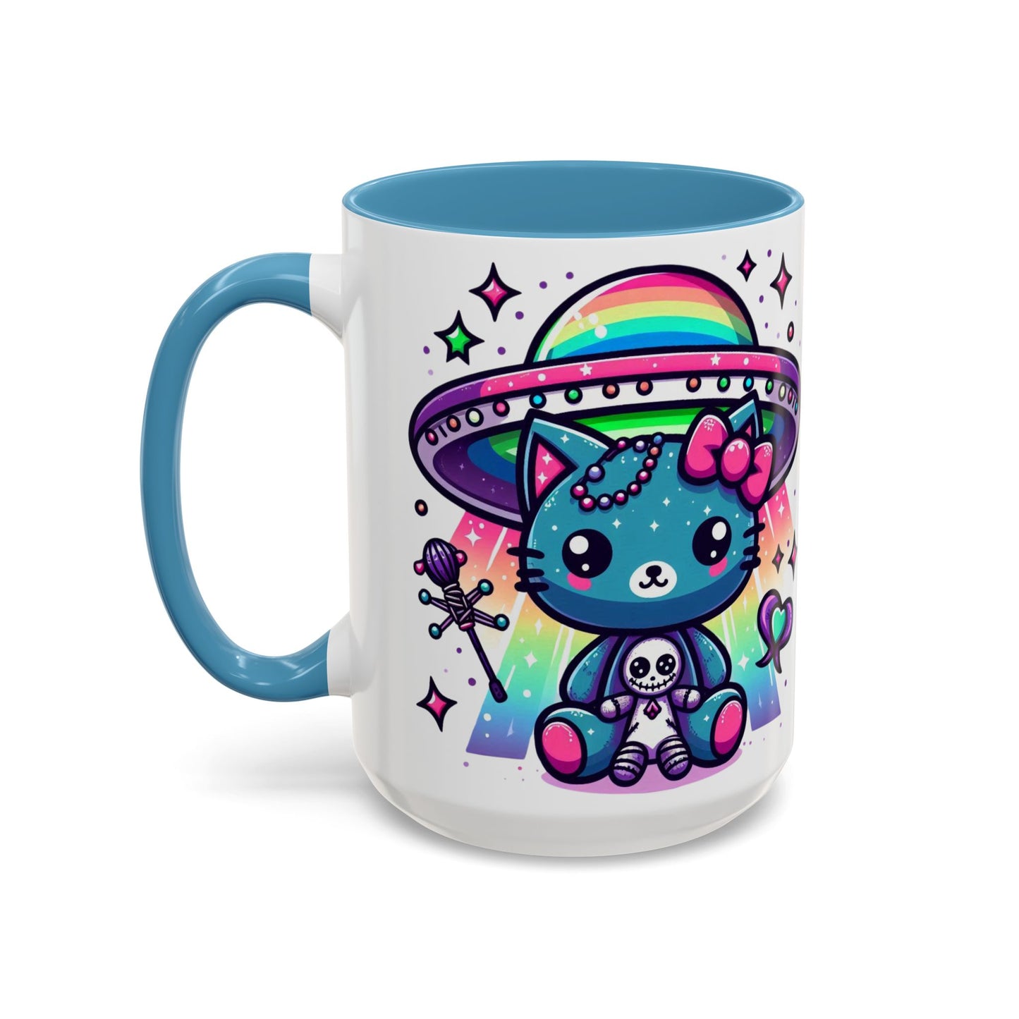 Kawaii Gift Mug - Vibrant Neon UFO Kitty - Personalized