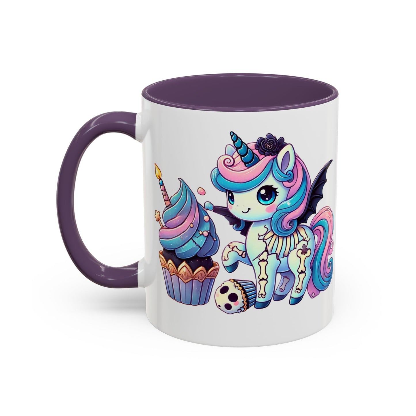 Kawaii Pastel Goth Birthday Gift Mug - Unicorn & Cupcake w/ Candle- Personalized Gift