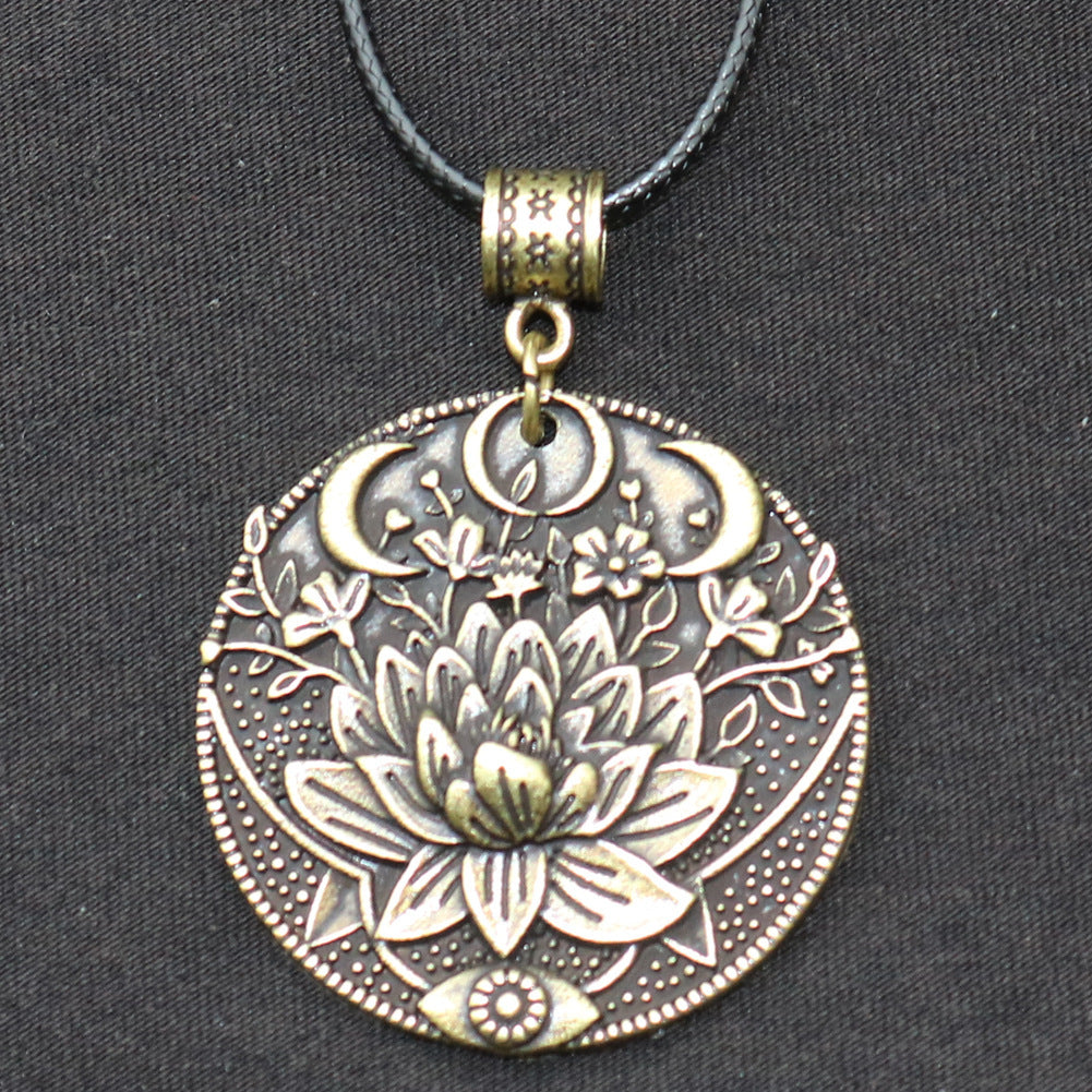 Mandala Flower Necklace Ancient Style Pendant
