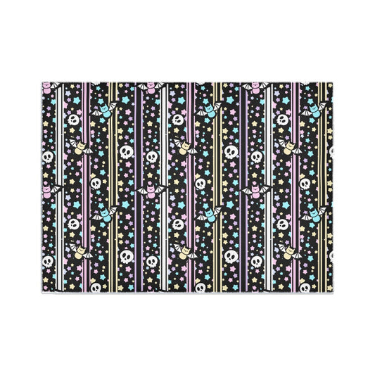 Pastel Goth Bats and Skulls Area Rug 7’ x 5’ - White / ONESIZE
