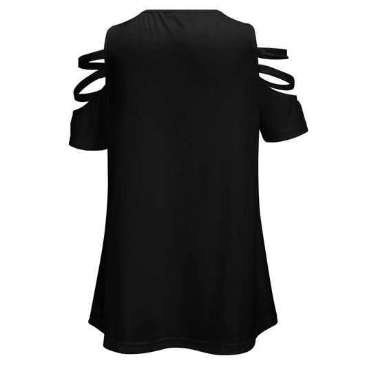 Black Cat Women’s Zip Off Shoulder Top - S / Black