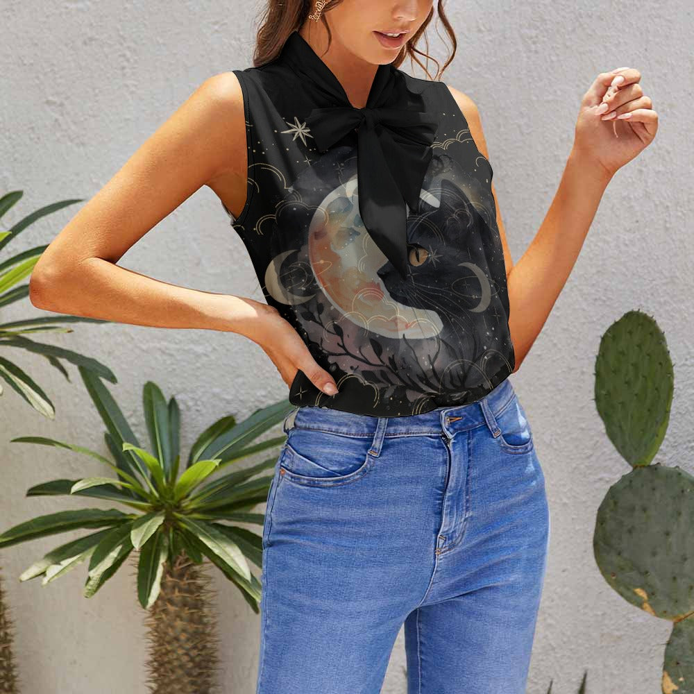 Black Cat Sleeveless Top