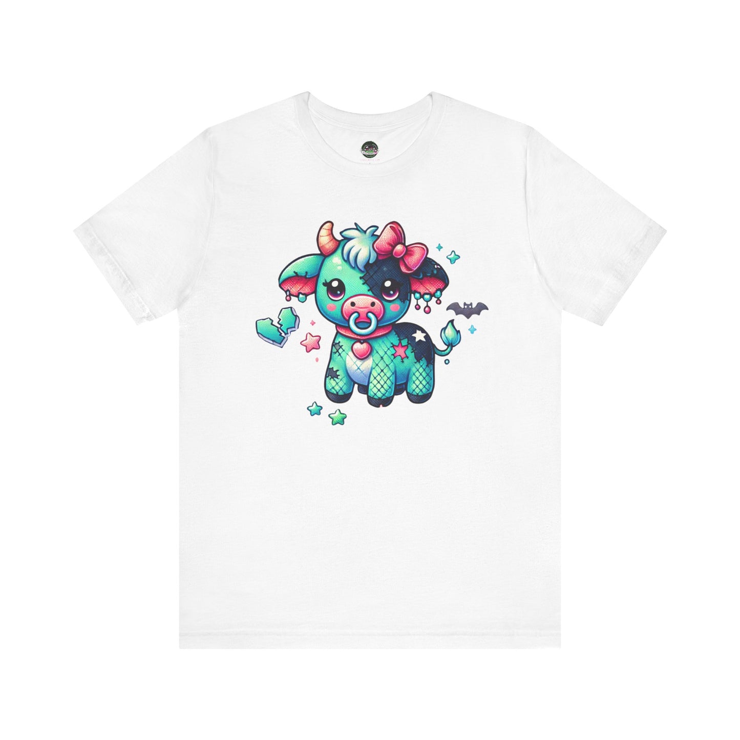 Kawaii Goth T-Shirt - Teal / Pink Cow Pacifier