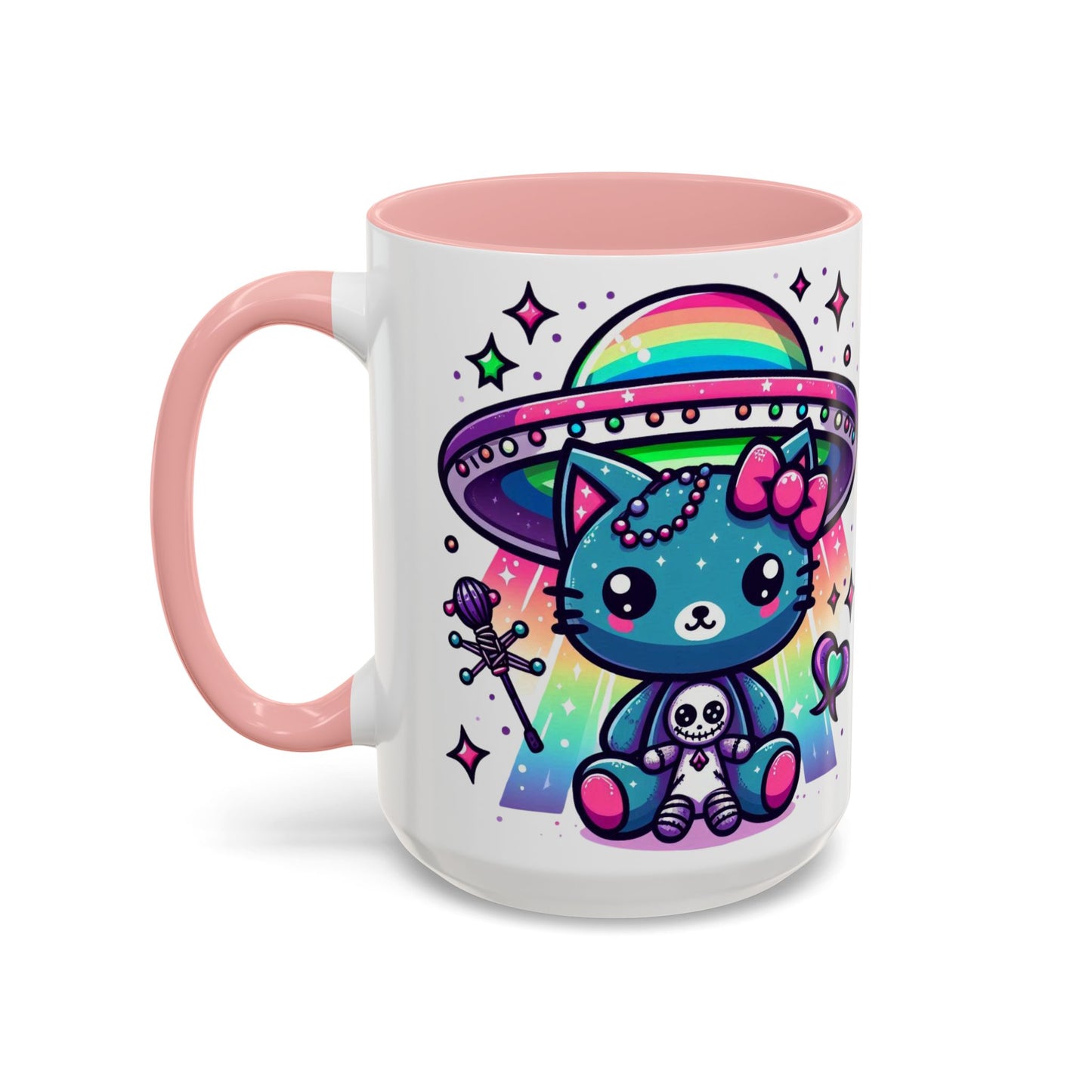 Kawaii Gift Mug - Vibrant Neon UFO Kitty - Personalized