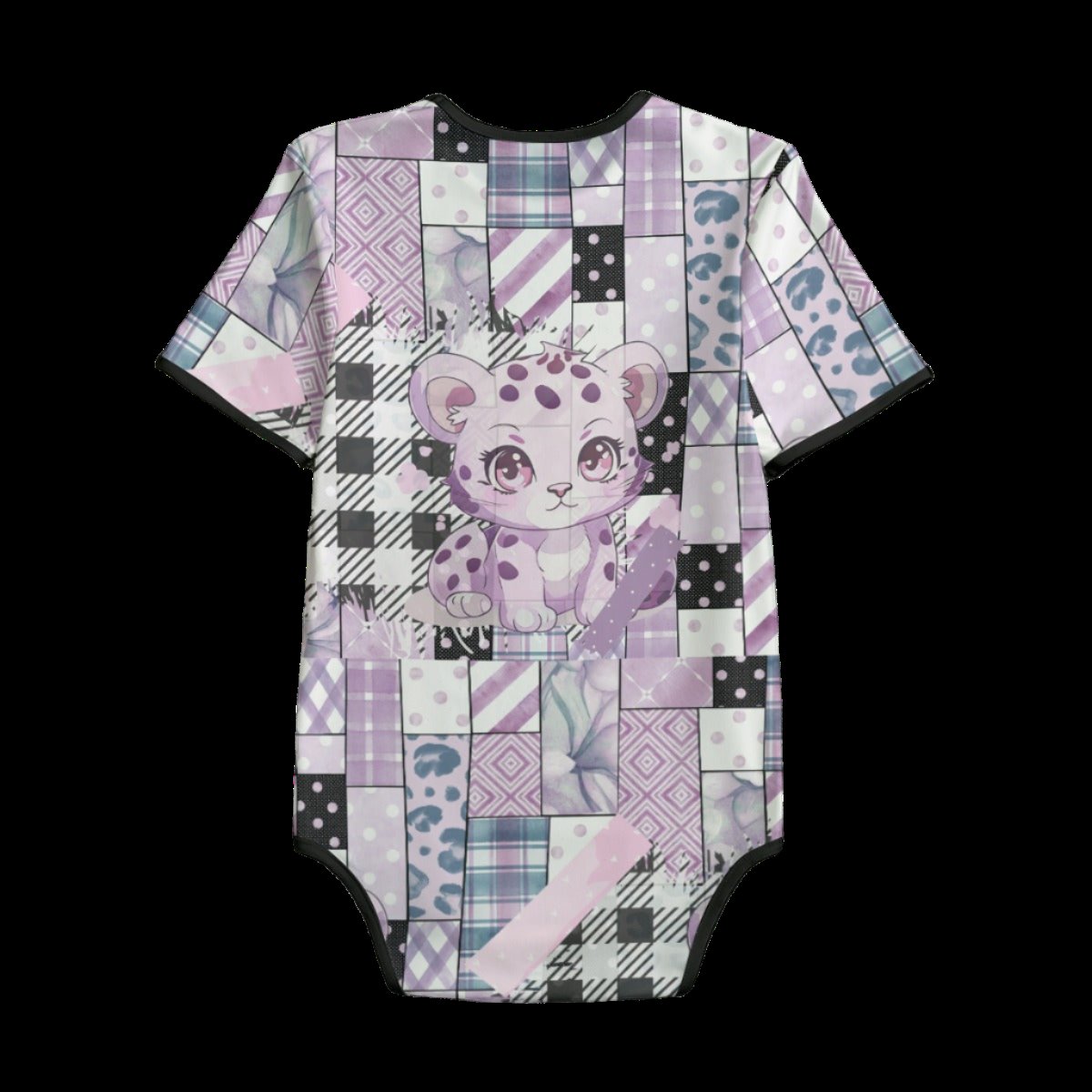 Leopard Patchwork Adult Shortsleeve Onesie Bodysuit
