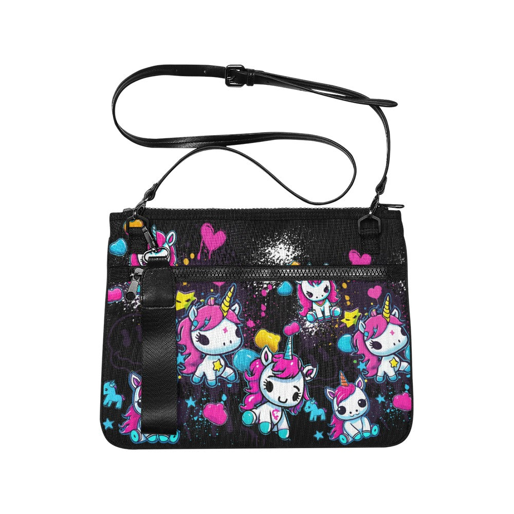 NEON UNICORN CLUTCH Slim Clutch Bag (Model 1668) - One Size - handbags