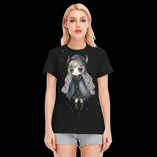 Chibi Girl Snowfall Gothic Bat Girl Women’s T-Shirt