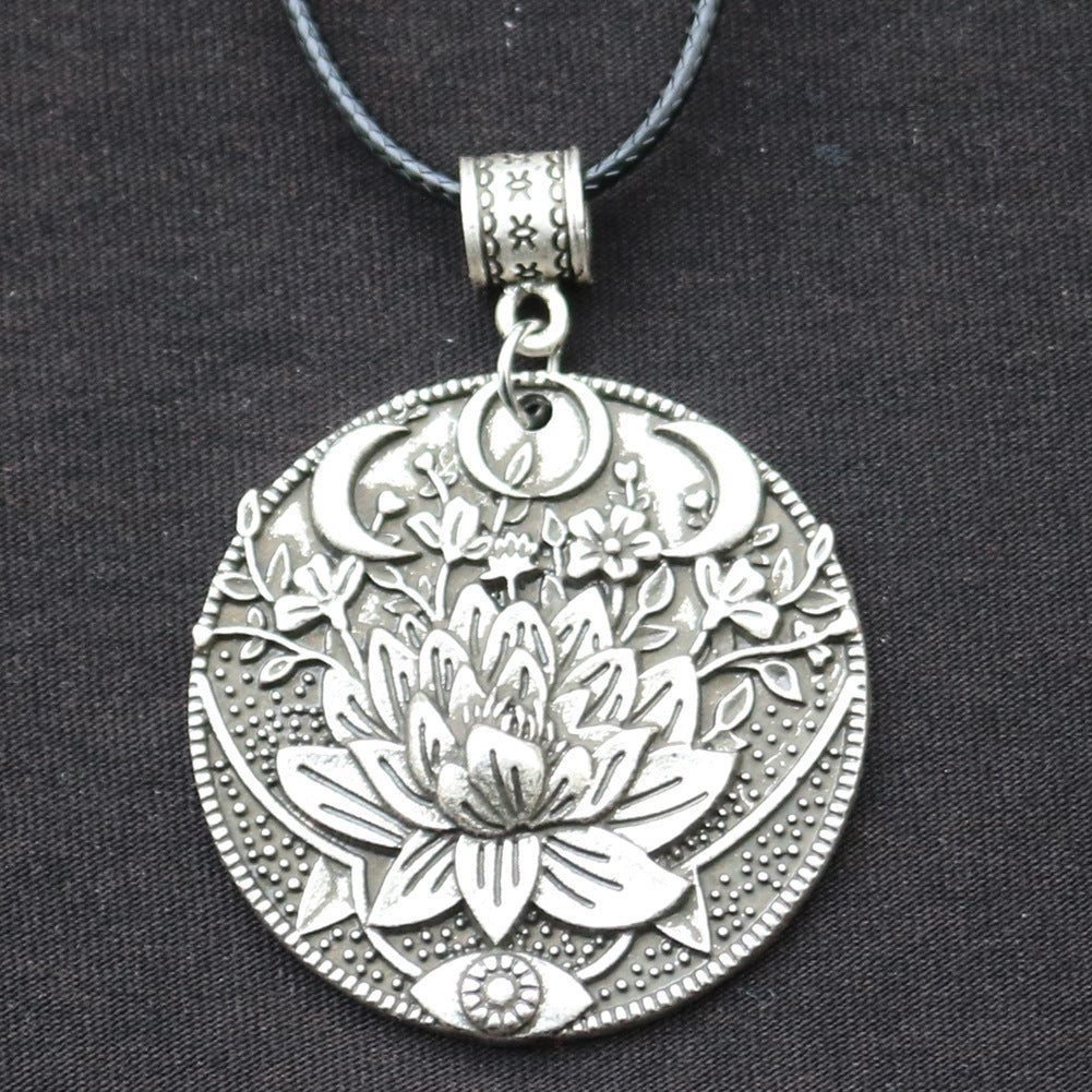 Mandala Flower Necklace Ancient Style Pendant