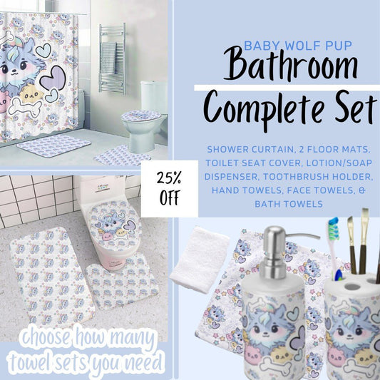 Baby Wolf Pup Bathroom Set