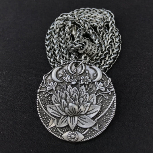 Mandala Flower Necklace Ancient Style Pendant