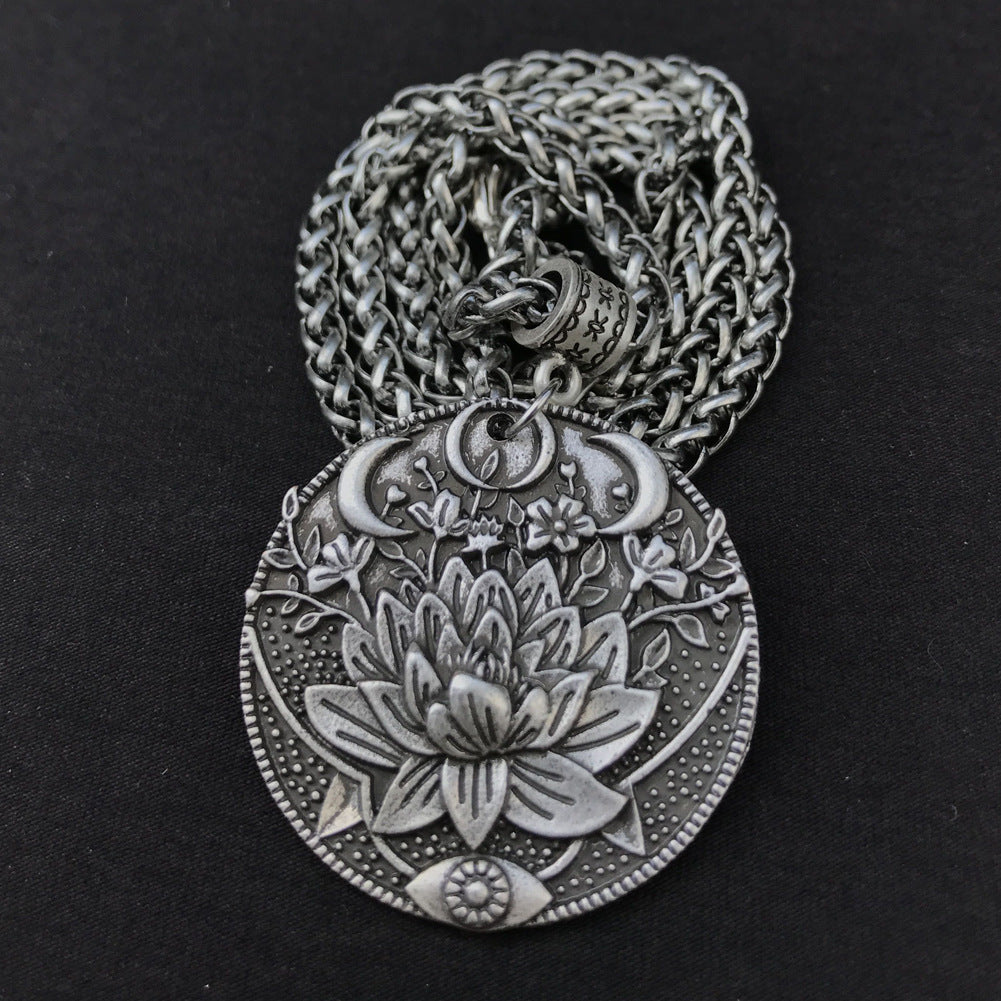 Mandala Flower Necklace Ancient Style Pendant